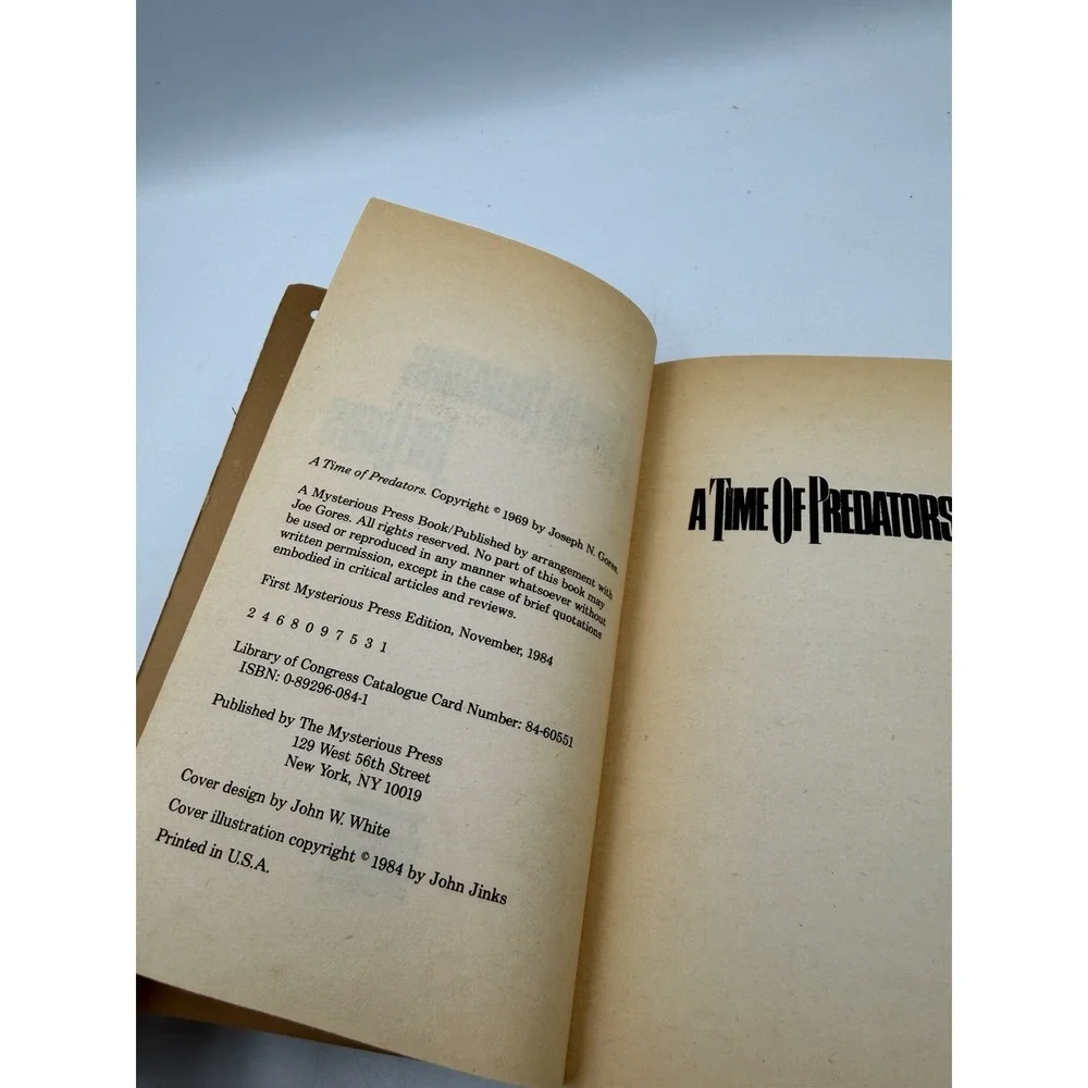 Joe Gores A Time of Predators 1984 Mysterious Press PB Edgar Award Mystery